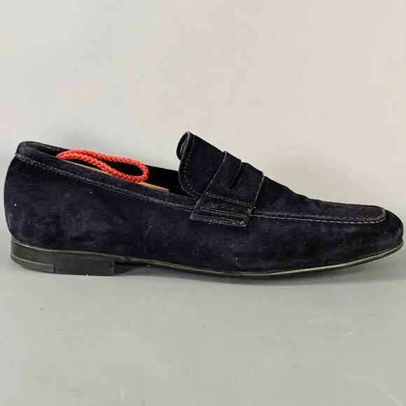 TO BOOT NY Size 7 Navy Suede Slip On Penny Loafers - Picture 2 of 8